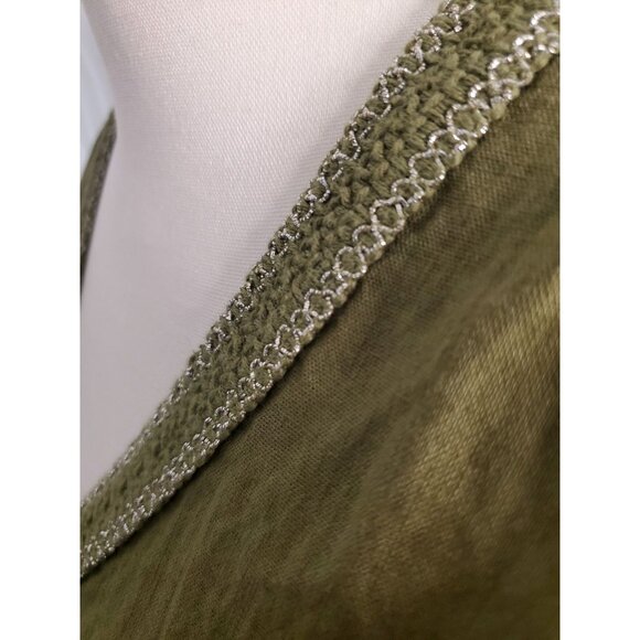 Cottagecore Terzo Millennio Linen Dress Women’s L Green Silver Trim Italy Boho - Picture 8 of 15